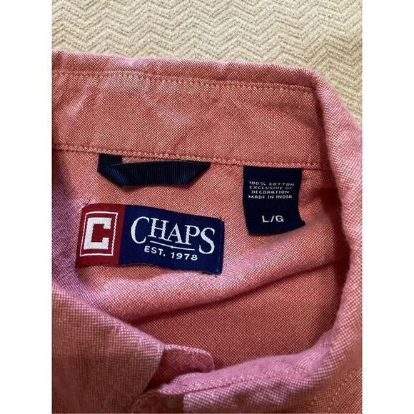 Men’s Pink Chambray Shirt By Chaps L - Picture 4 of 8